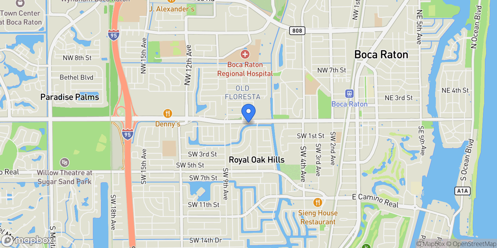 Map showing 746 W Palmetto Park Road, Boca Raton, Florida, United States.