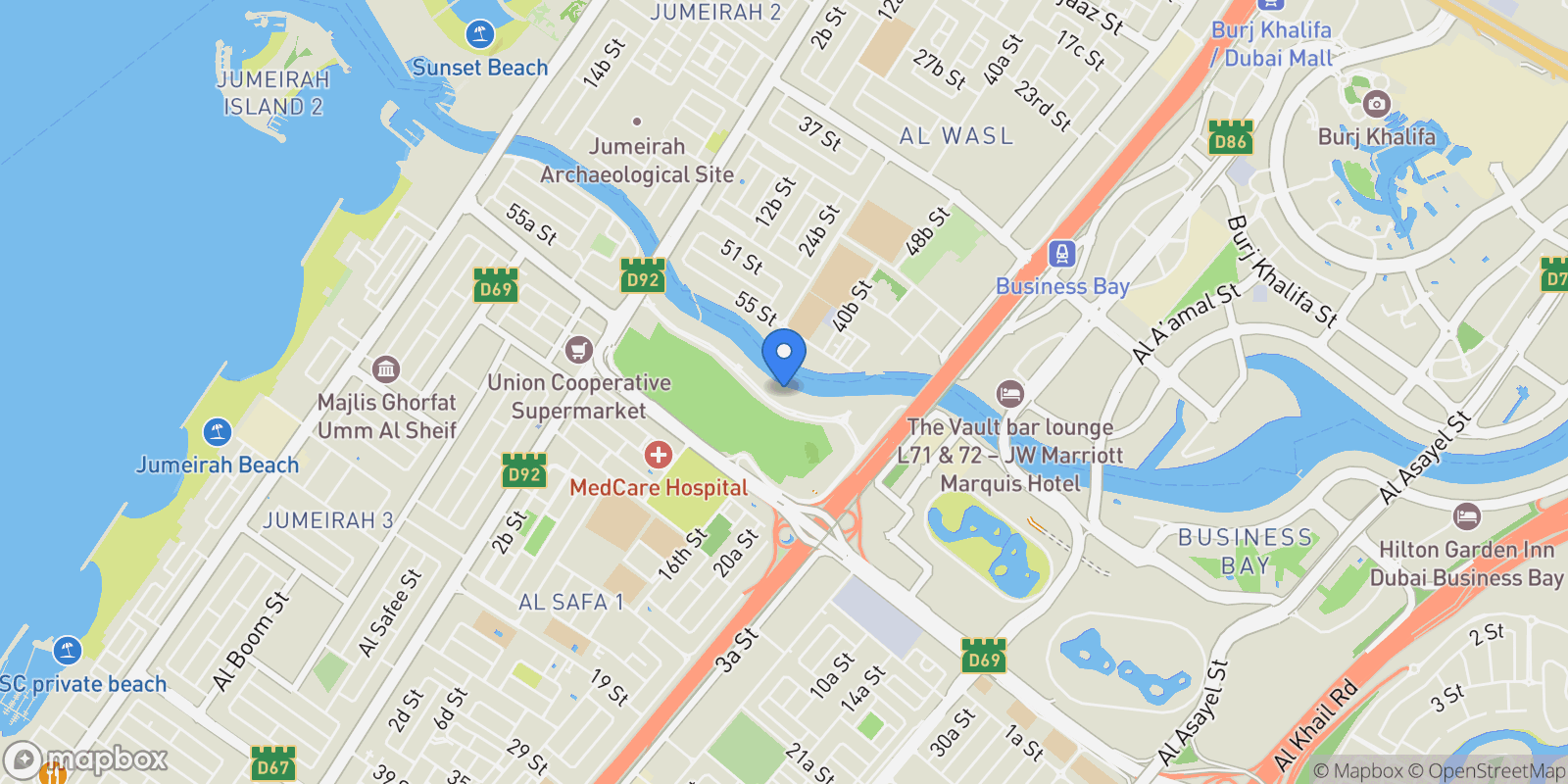 Map showing Al Safa - Dubai - United Arab Emirates, Dubai, Dubai, United Arab Emirates.