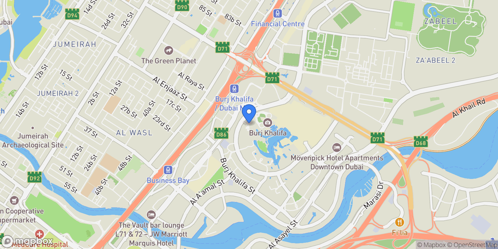 Map showing Sheikh Mohammed bin Rashid Blvd - Downtown Dubai - Dubai - United Arab Emirates, Dubai, Dubai, United Arab Emirates.