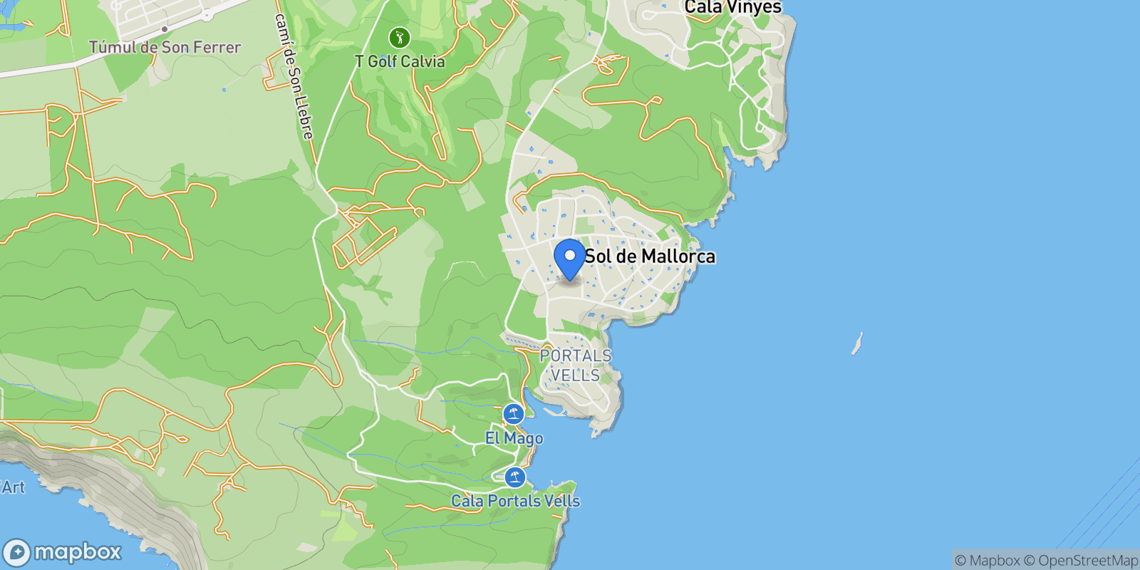 Map showing 07181 Sol de Mallorca, Balearic Islands, Spain, Sol de Mallorca, Calvia, Balearic Islands.