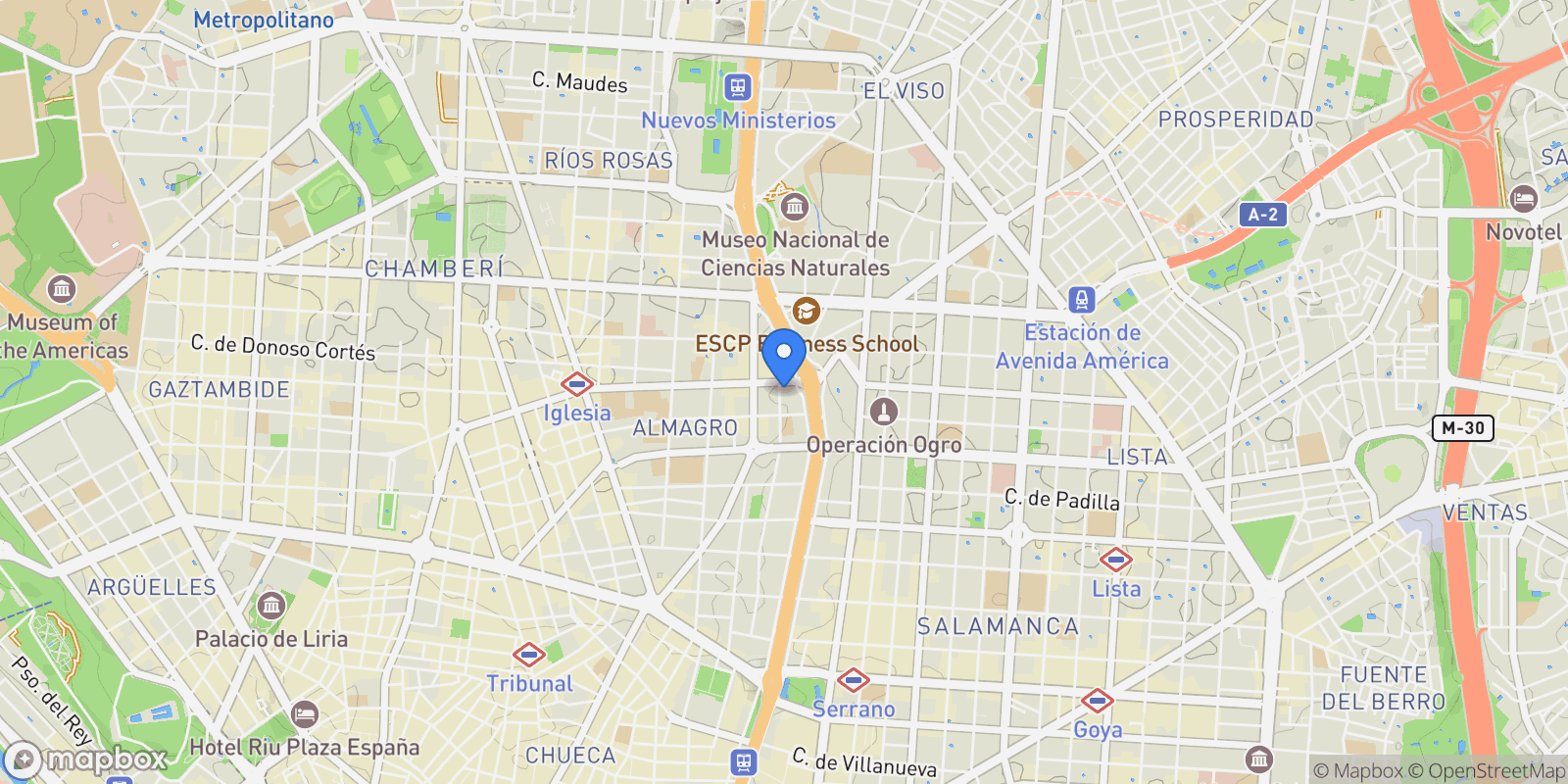 Map showing Chamberi, Madrid, Spain.