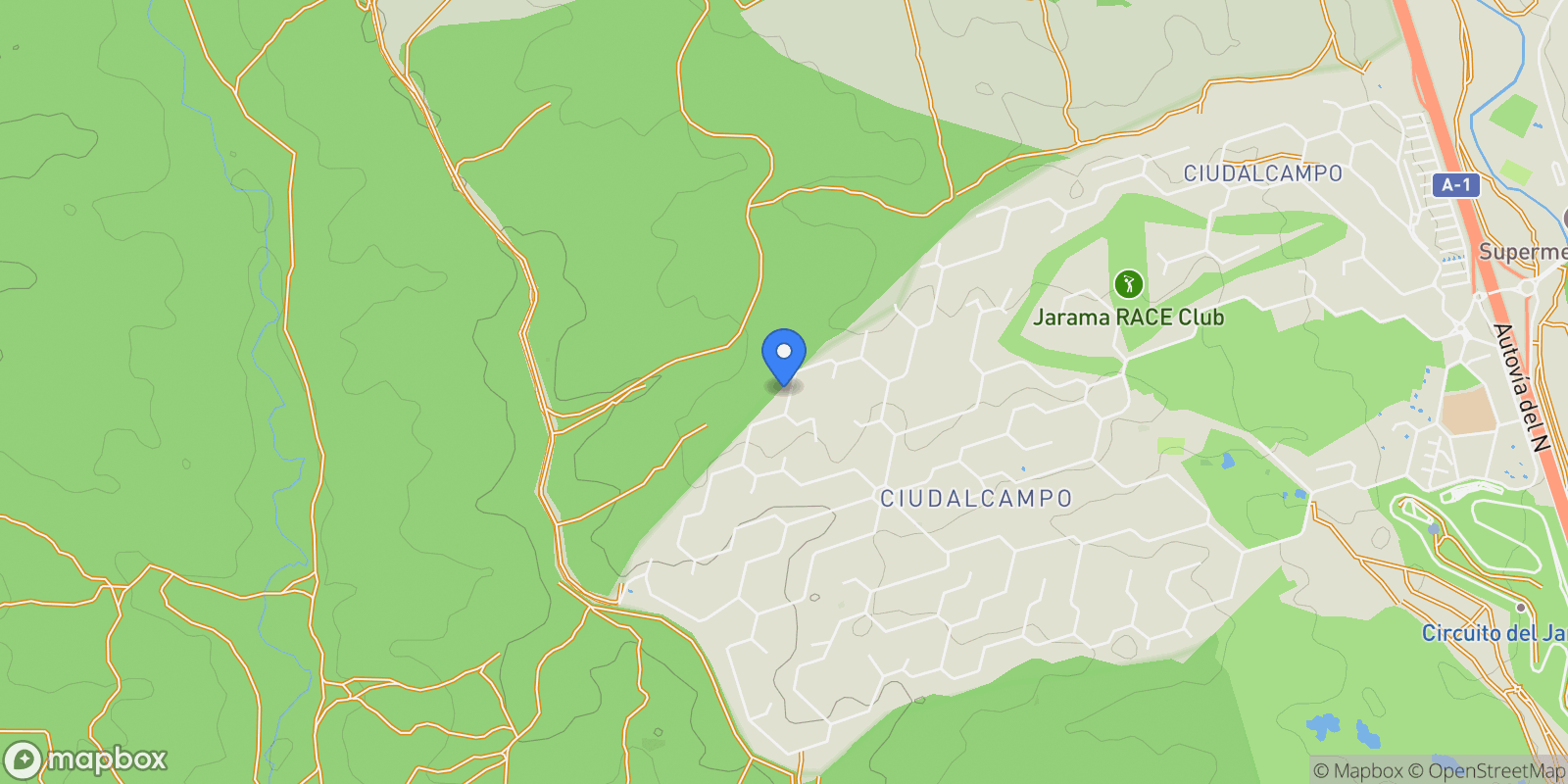 Map showing Ciudalcampo, Saint Sebastian of the kings, Community of Madrid.