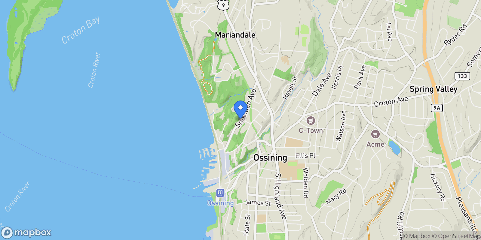 Map showing 61 Snowden Avenue, Ossining, NY 10562, Ossining, New York, United States.