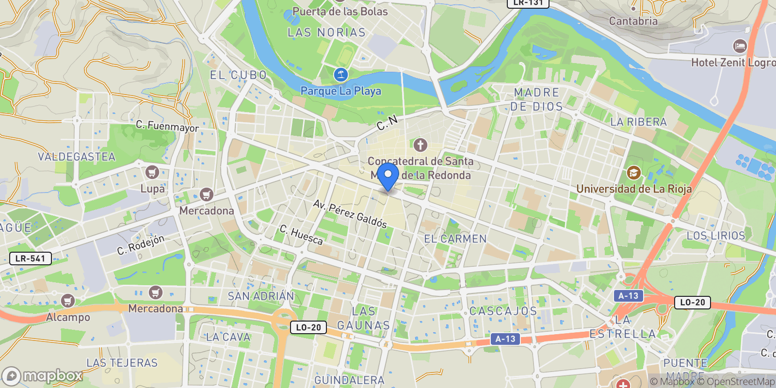 Map showing Logrono, La Rioja, Spain.