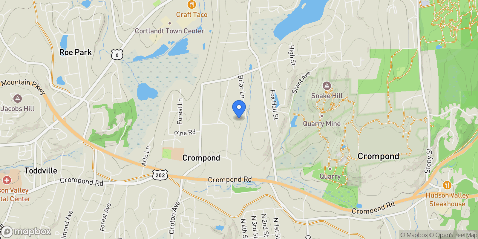 Map showing 2 Briar Lane, Crompond, NY 10517, Cortlandt, New York, United States.