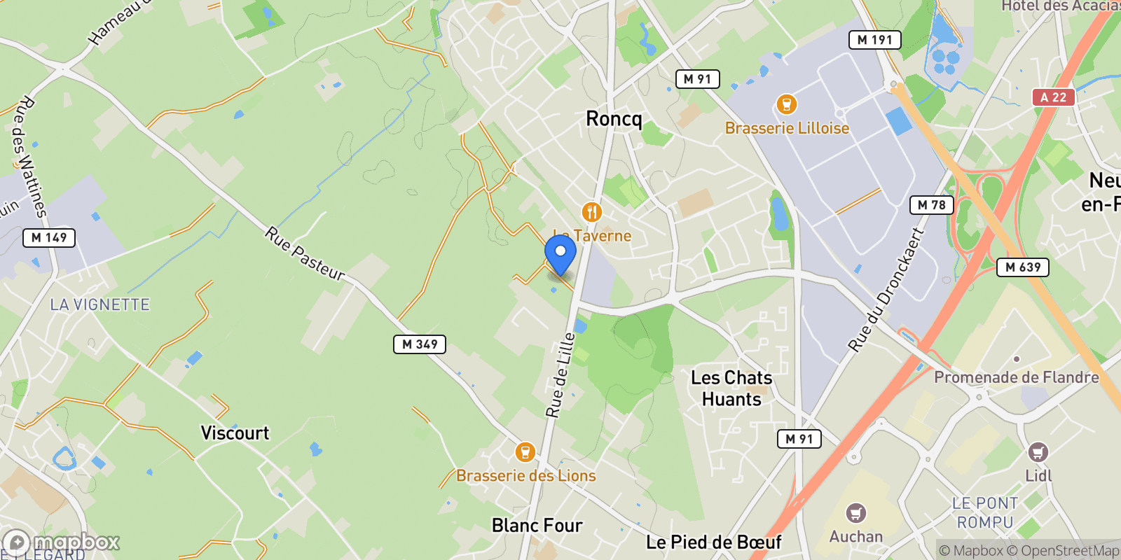 Map showing Roncq, Roncq, Roncq, Hauts-de-France, France.