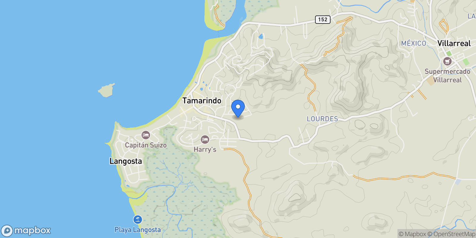 Map showing Tamarindo, Guanacaste Province, Costa Rica.