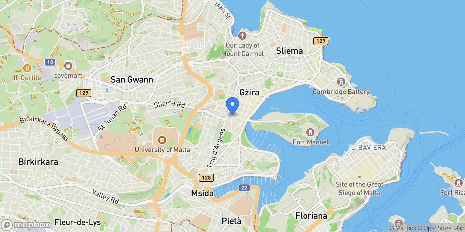 Map showing Gzira, Malta.