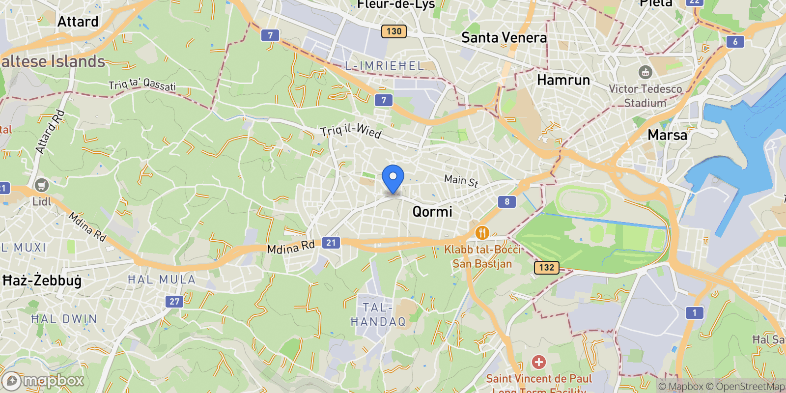 Map showing Qormi, Malta.