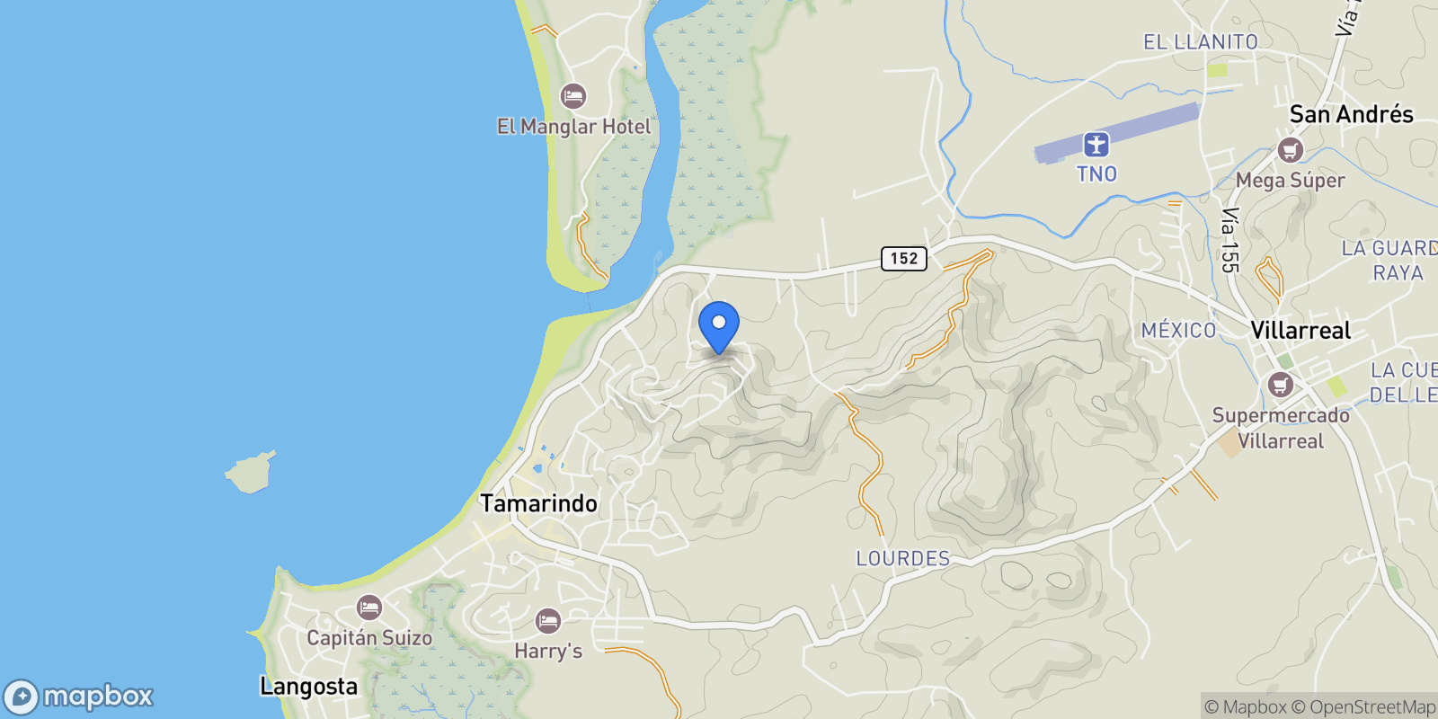 Map showing Senderos 27E, Tamarindo, Guanacaste Province, Costa Rica.