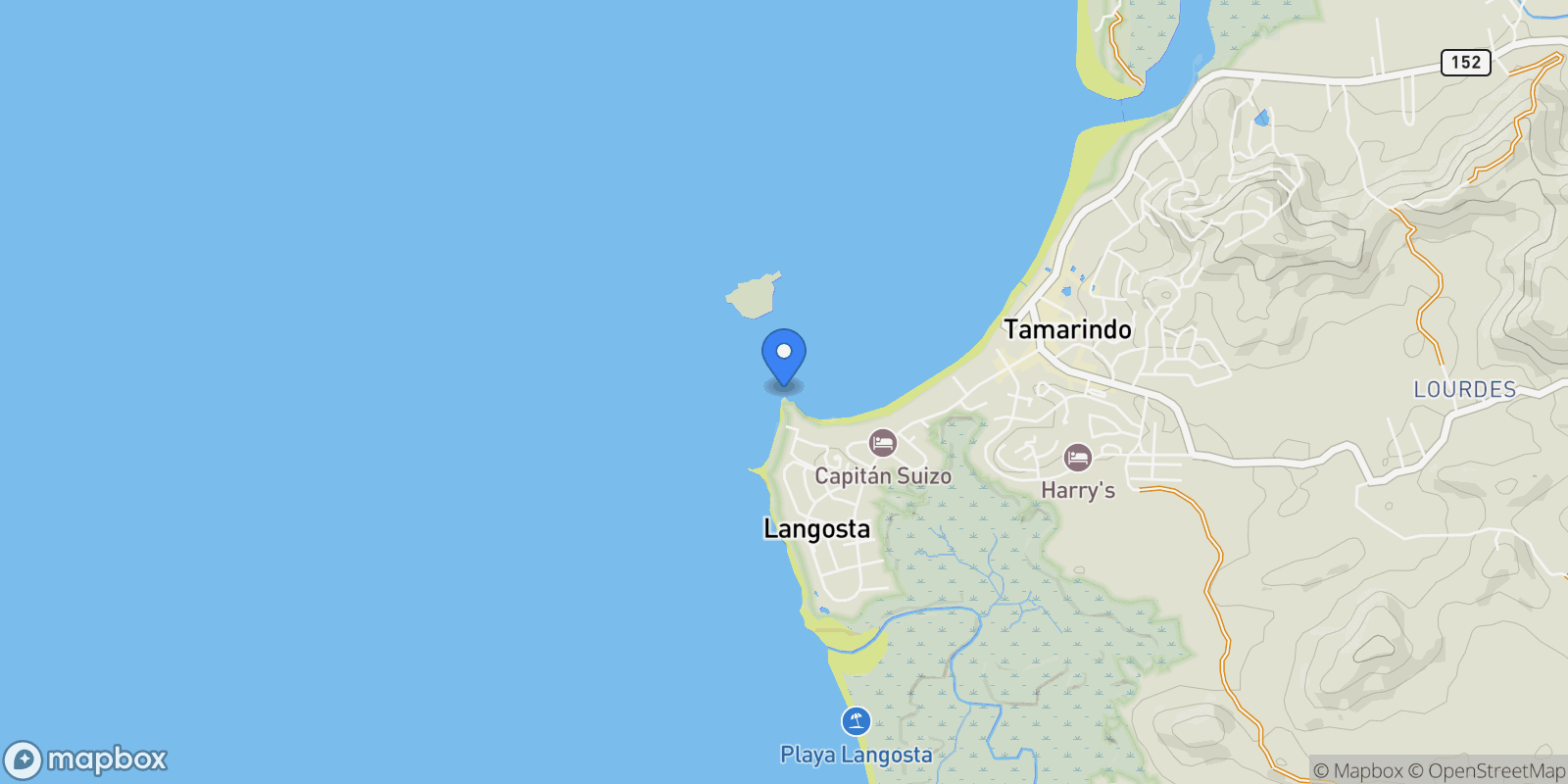 Map showing Punta San Francisco, Playa Langosta, Guanacaste Province, Costa Rica.