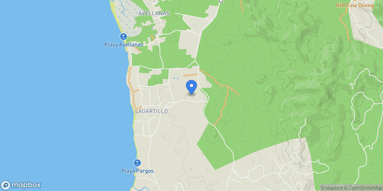 Map showing Avellanas, Santa Cruz, Costa Rica.