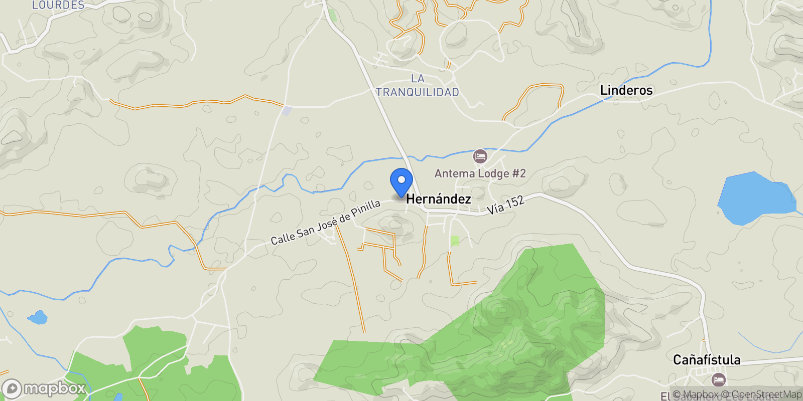 Map showing Cañafistula, Villareal, Guanacaste Province, Costa Rica.