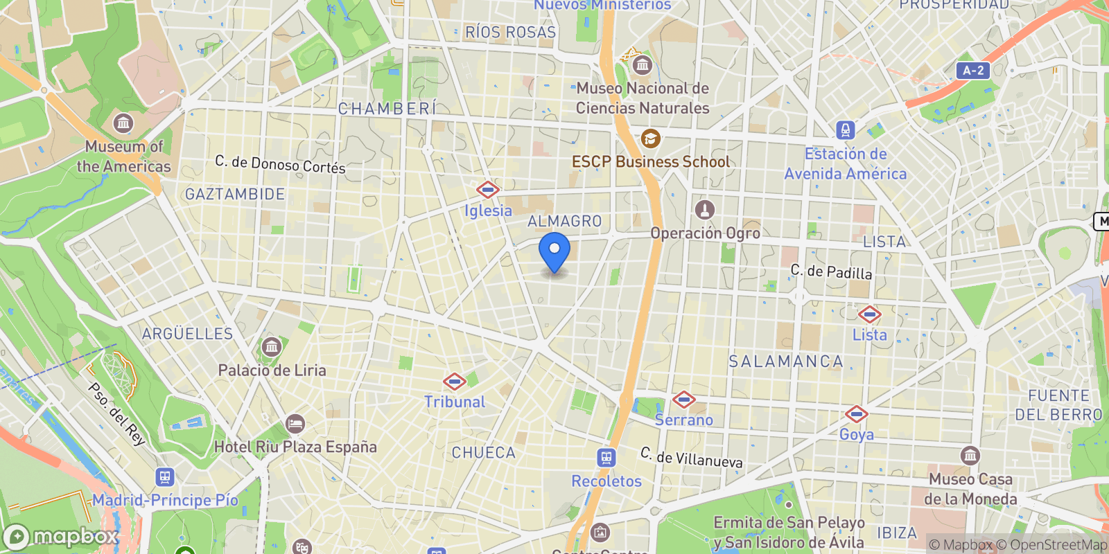 Map showing Chamberi, Madrid, Spain.