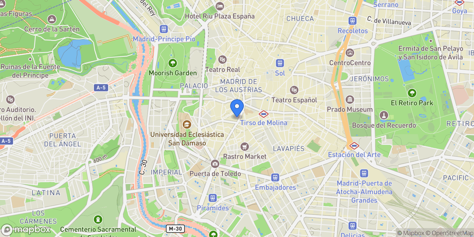 Map showing Centro, Madrid, Spain.