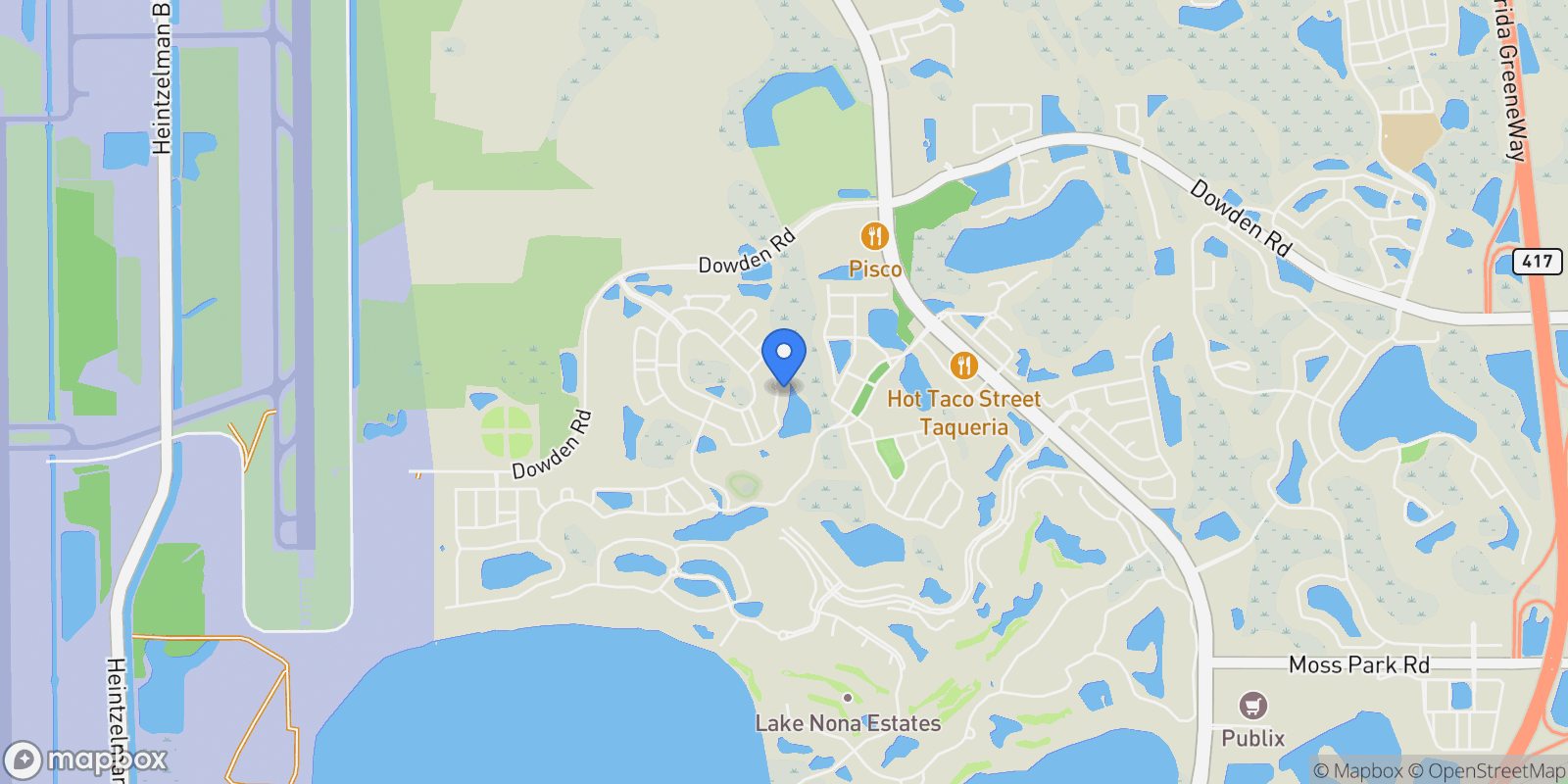 Map showing 9942 SWEETLEAF STREET, ORLANDO, FL 32827, Orlando, Florida, United States.
