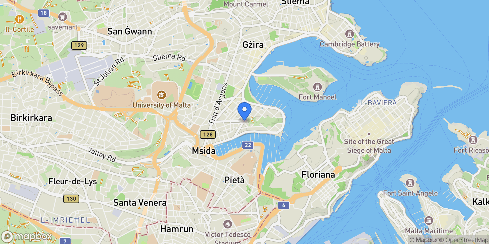 Map showing Ta' Xbiex, Malta.