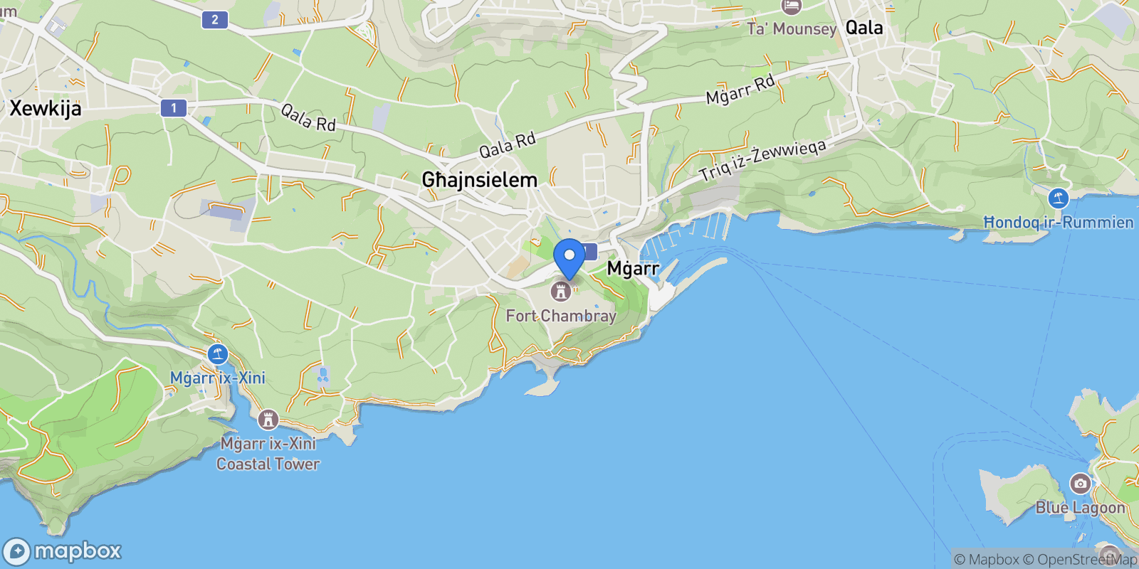 Map showing Ghajnsielem, Malta.