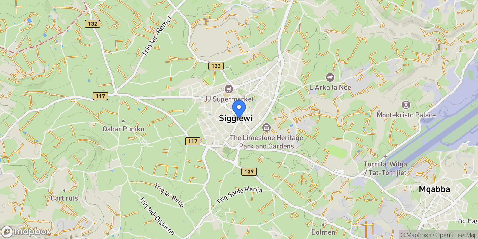 Map showing Siggiewi, Malta.