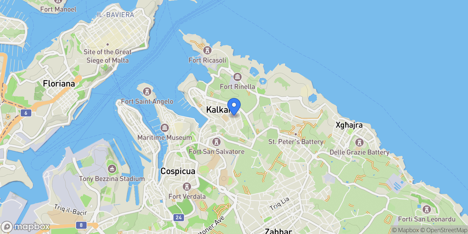 Map showing Kalkara, Kalkara, Malta.