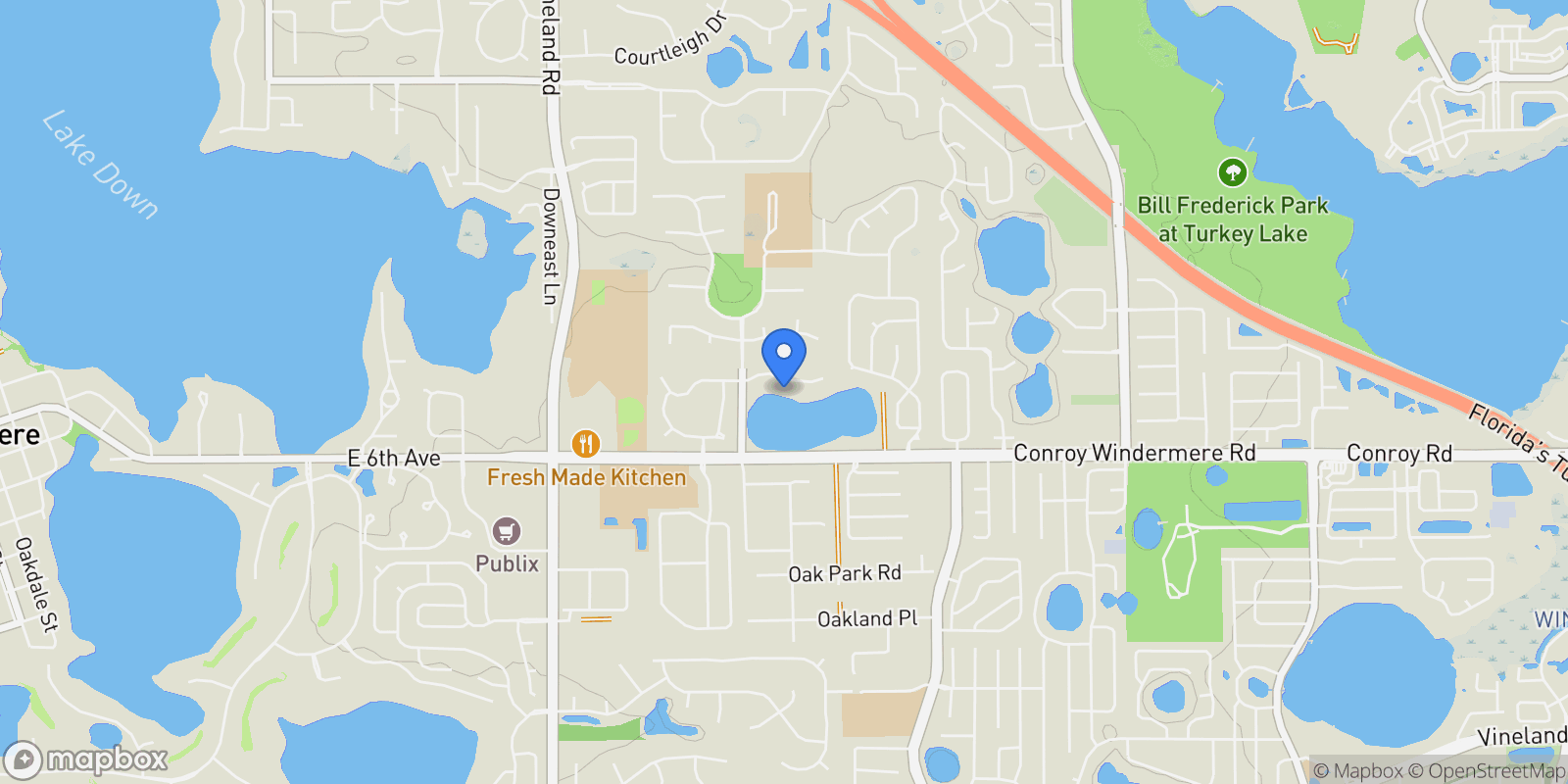 Map showing 8400 VINTAGE DRIVE, ORLANDO, FL 32835, Orlando, Florida, United States.