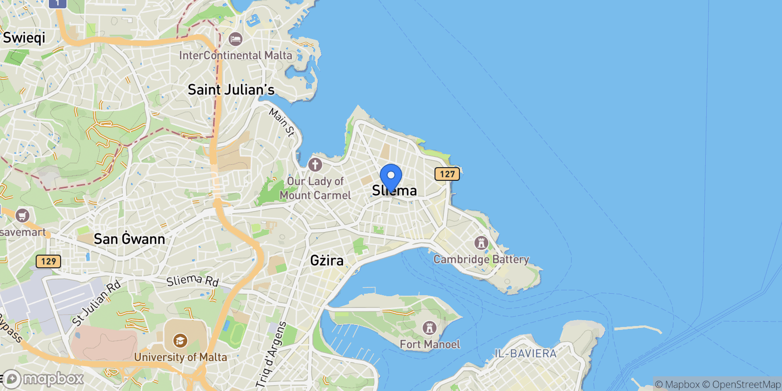 Map showing Sliema, Sliema, Malta.