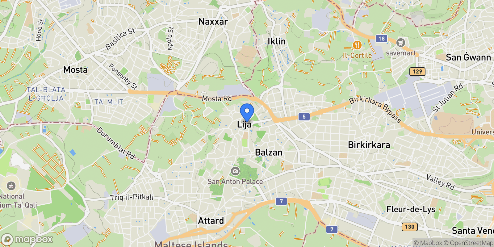 Map showing Lija, Lija, Malta.