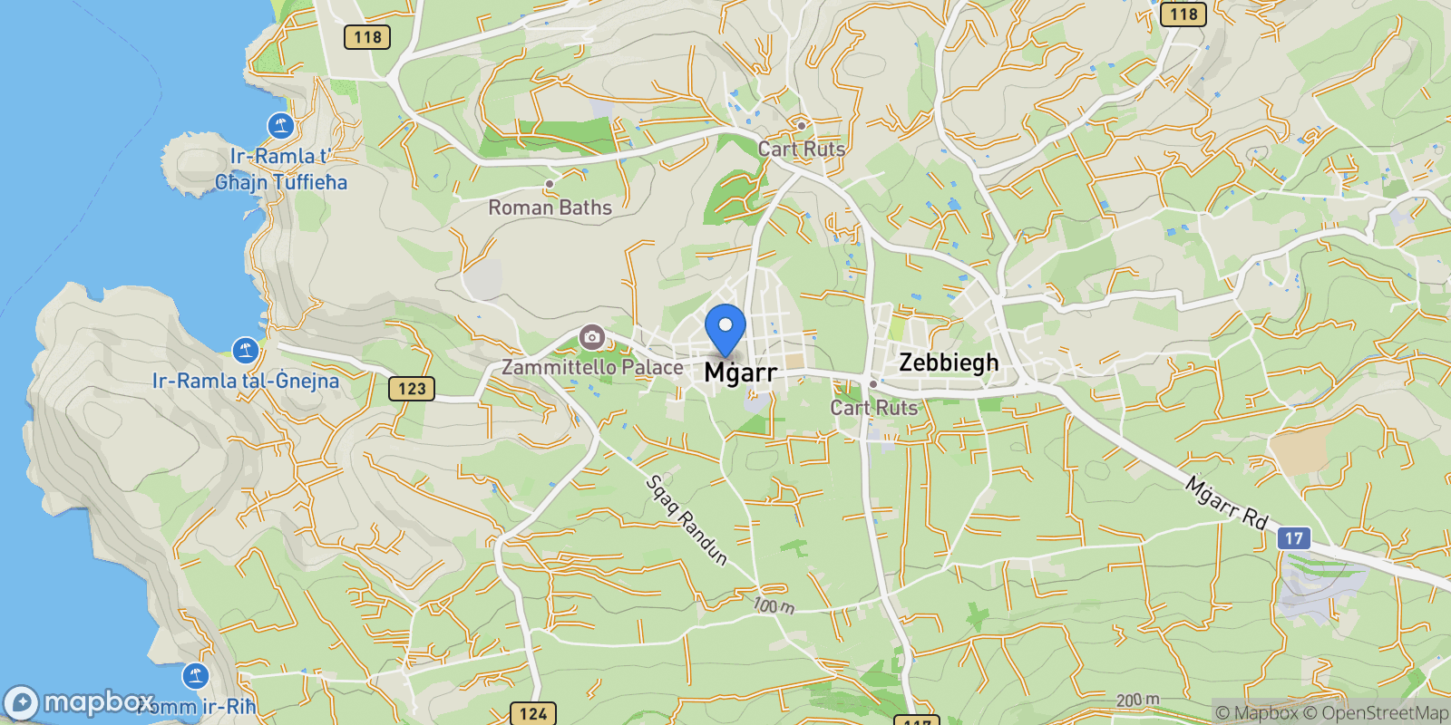 Map showing Mgarr, Mgarr, Malta.