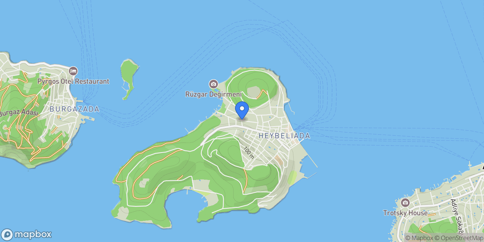 Map showing Abbaspaşa Sokak #Heybeliada, İstanbul, Adalar 34973, Heybeliada, İstanbul, Turkey.