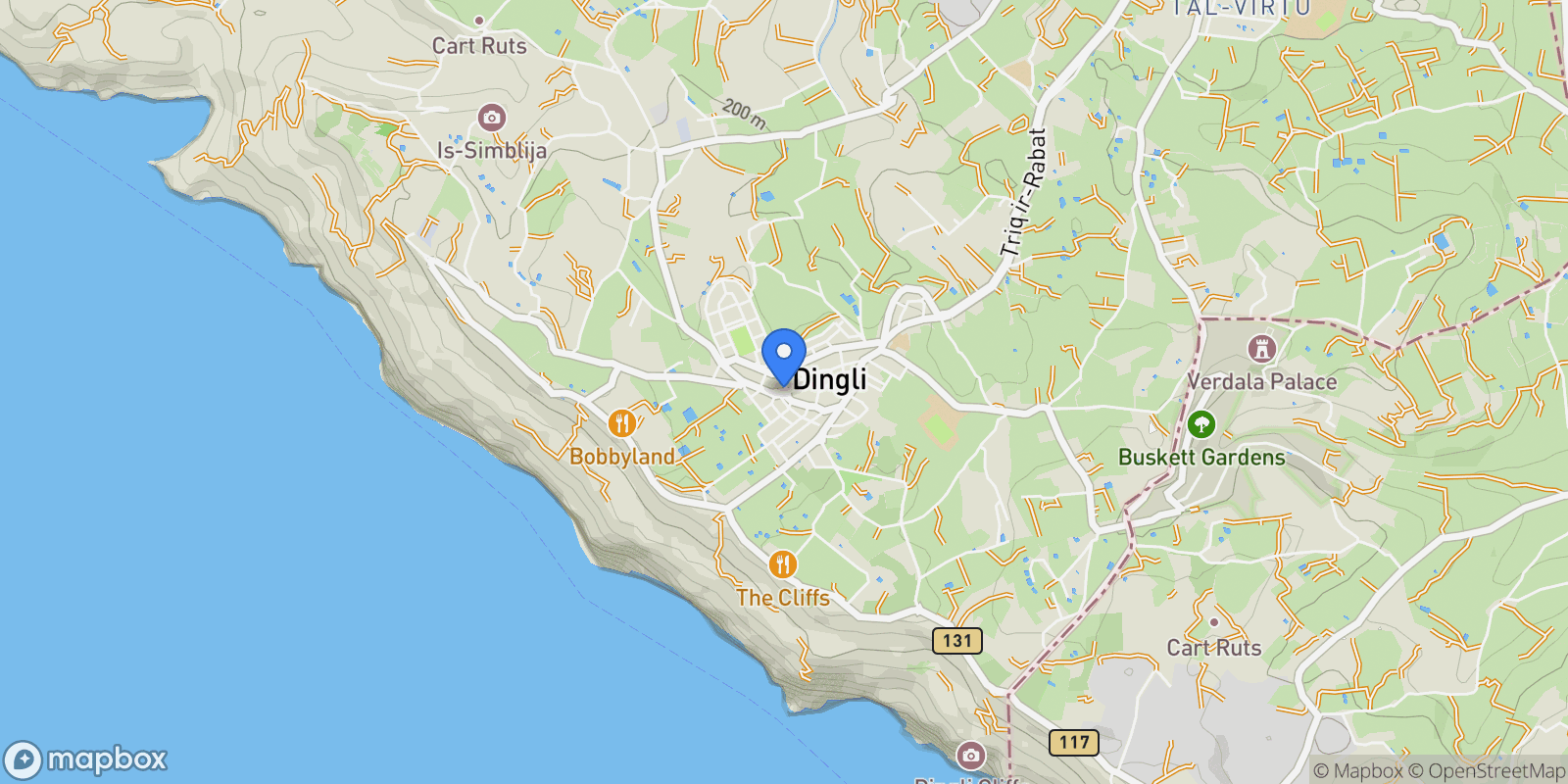 Map showing Ä¦ad-Dingli, Malta.