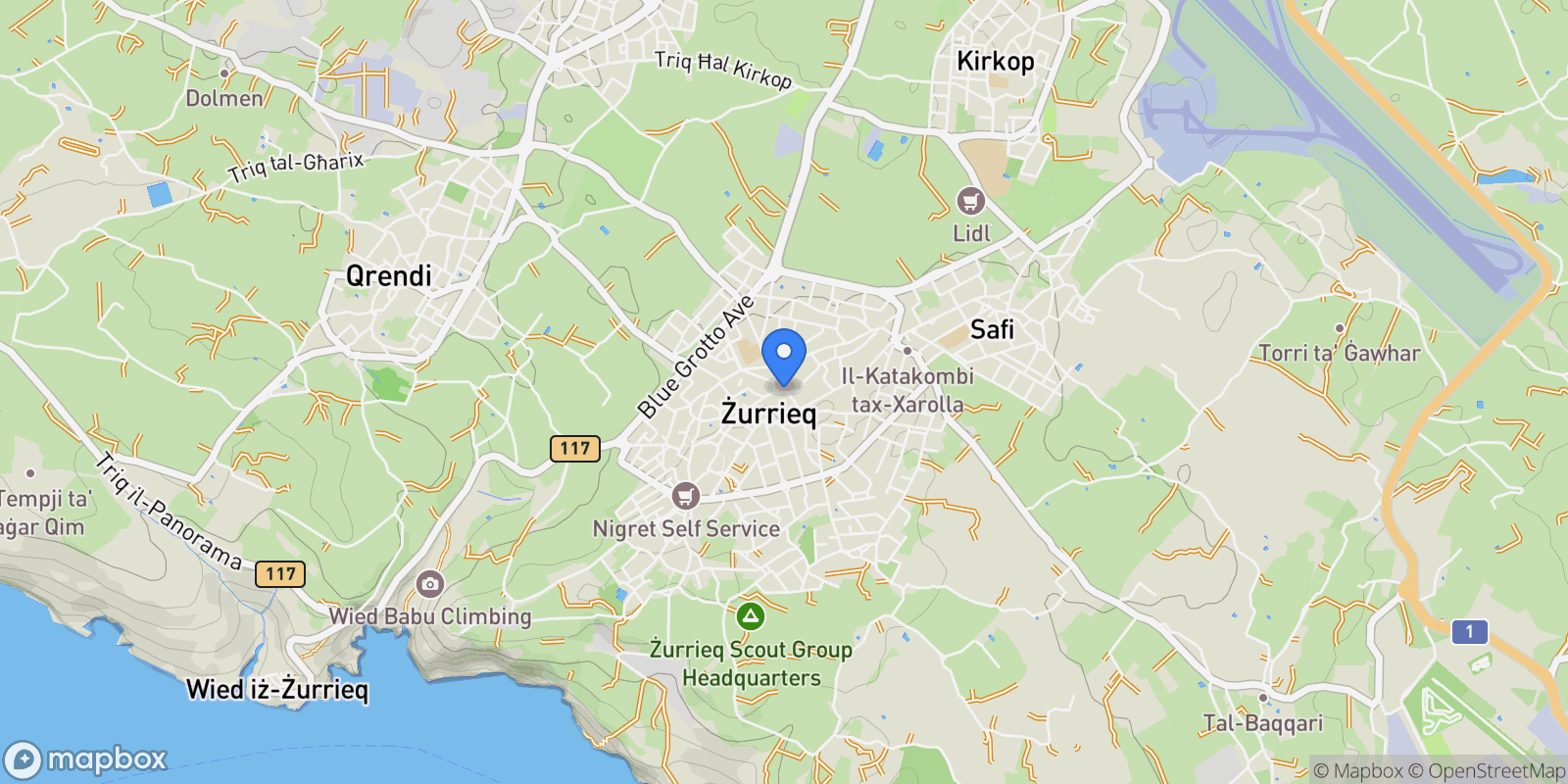 Map showing Zurrieq, Malta.