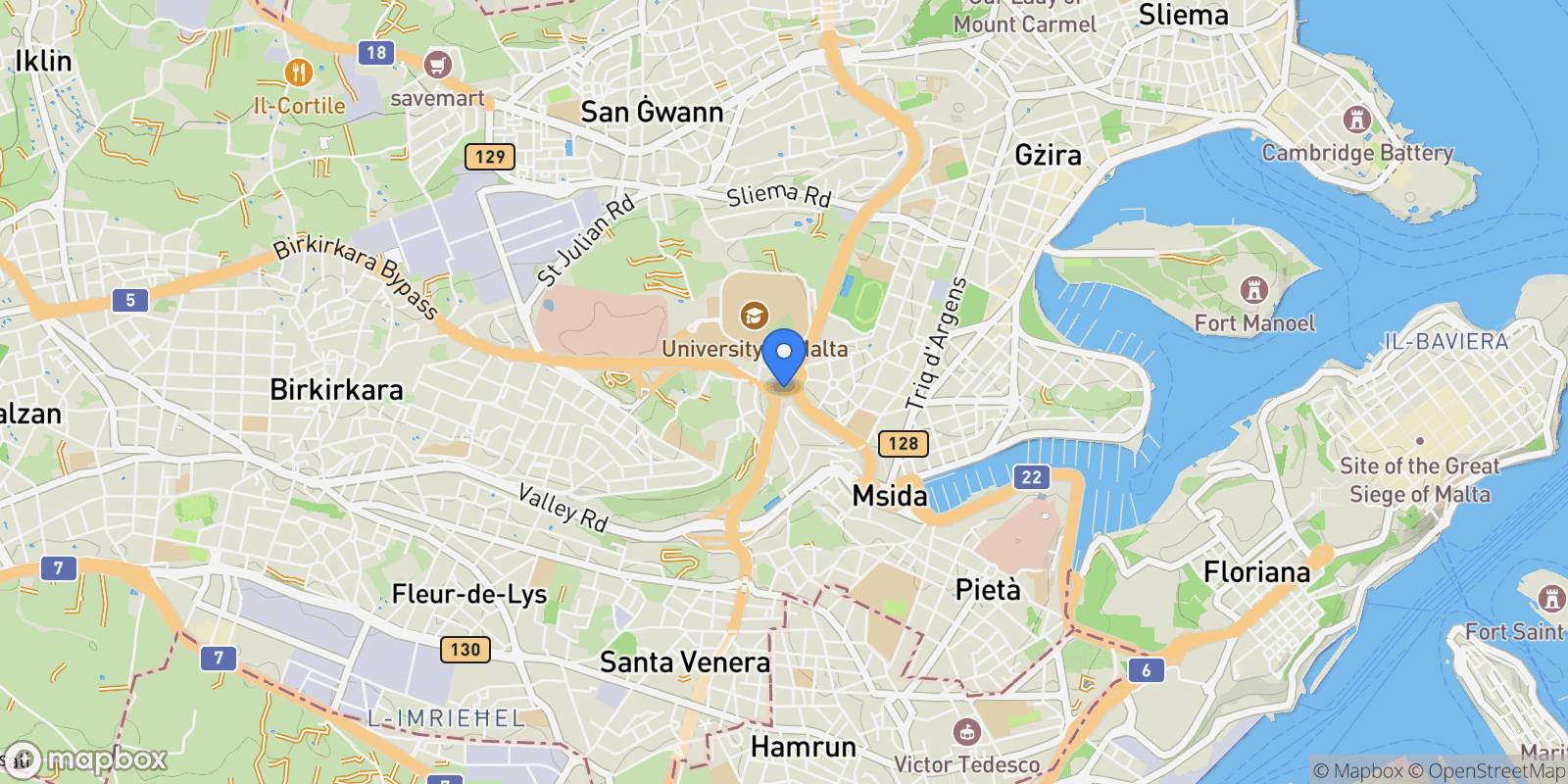 Map showing Msida, Malta.