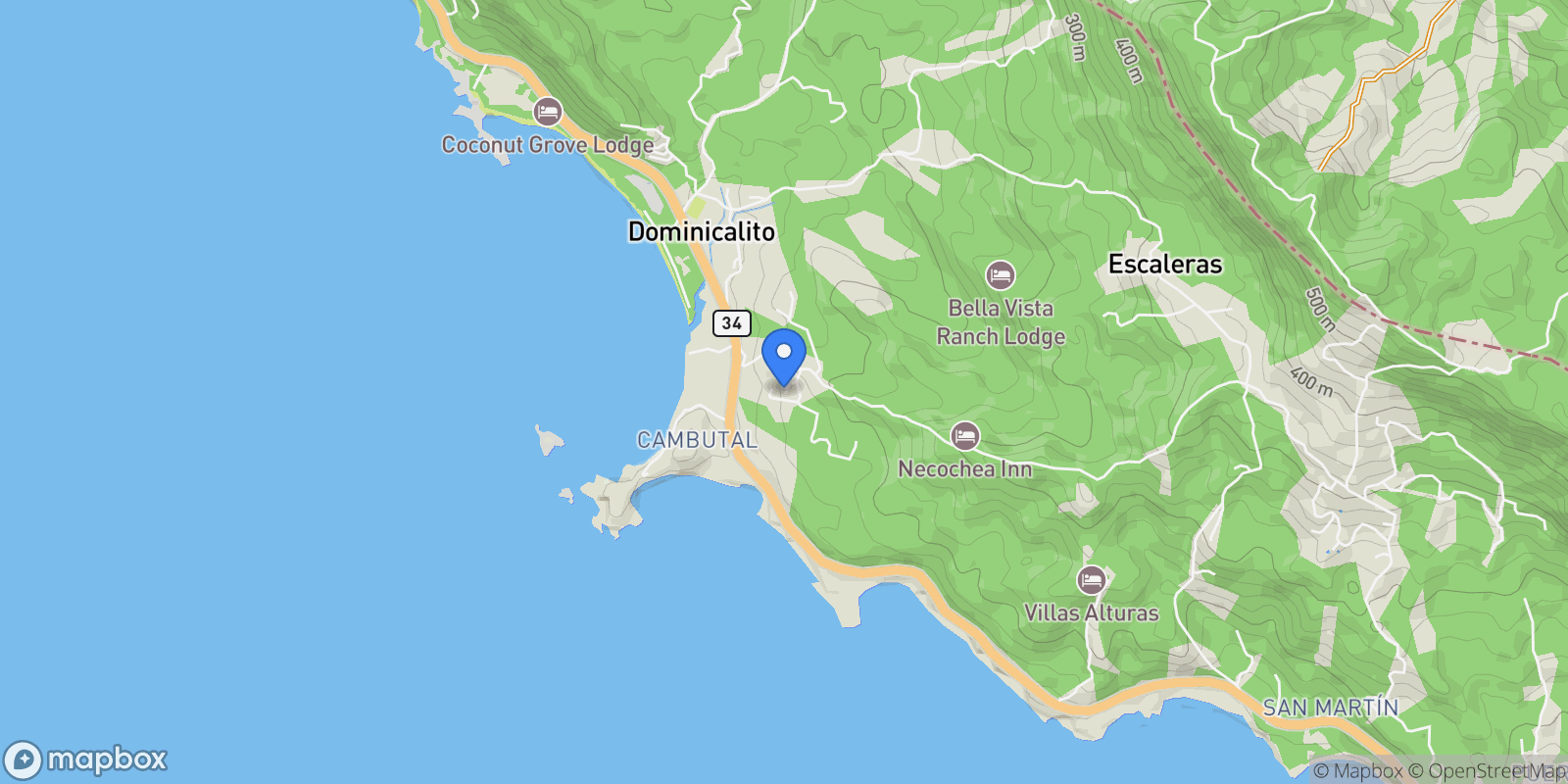 Map showing 65G7+JC4, Puntarenas Province, Savegre de Aguirre, Costa Rica, Savegre de Aguirre, Puntarenas Province, Costa Rica.