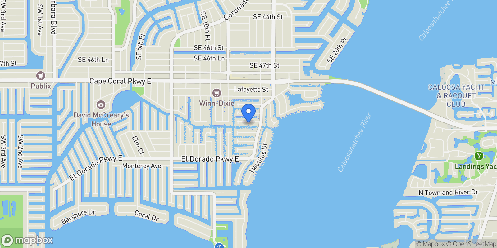 Map showing 1436 Viking Court, Cape Coral, FL 33904, Cape Coral, Florida, United States.