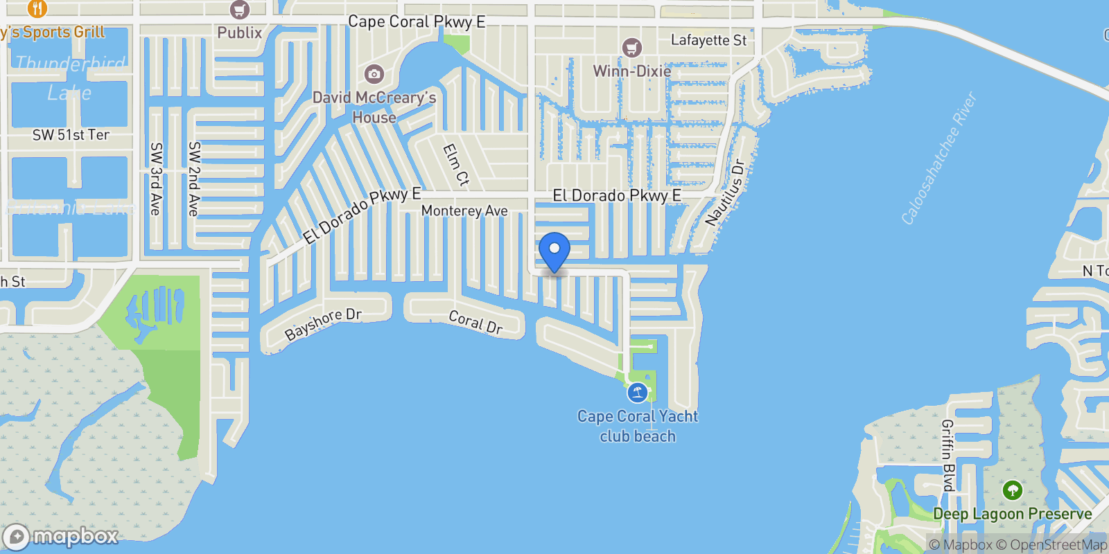 Map showing 5601 Del Rio Court, Cape Coral, FL 33904, Cape Coral, Florida, United States.