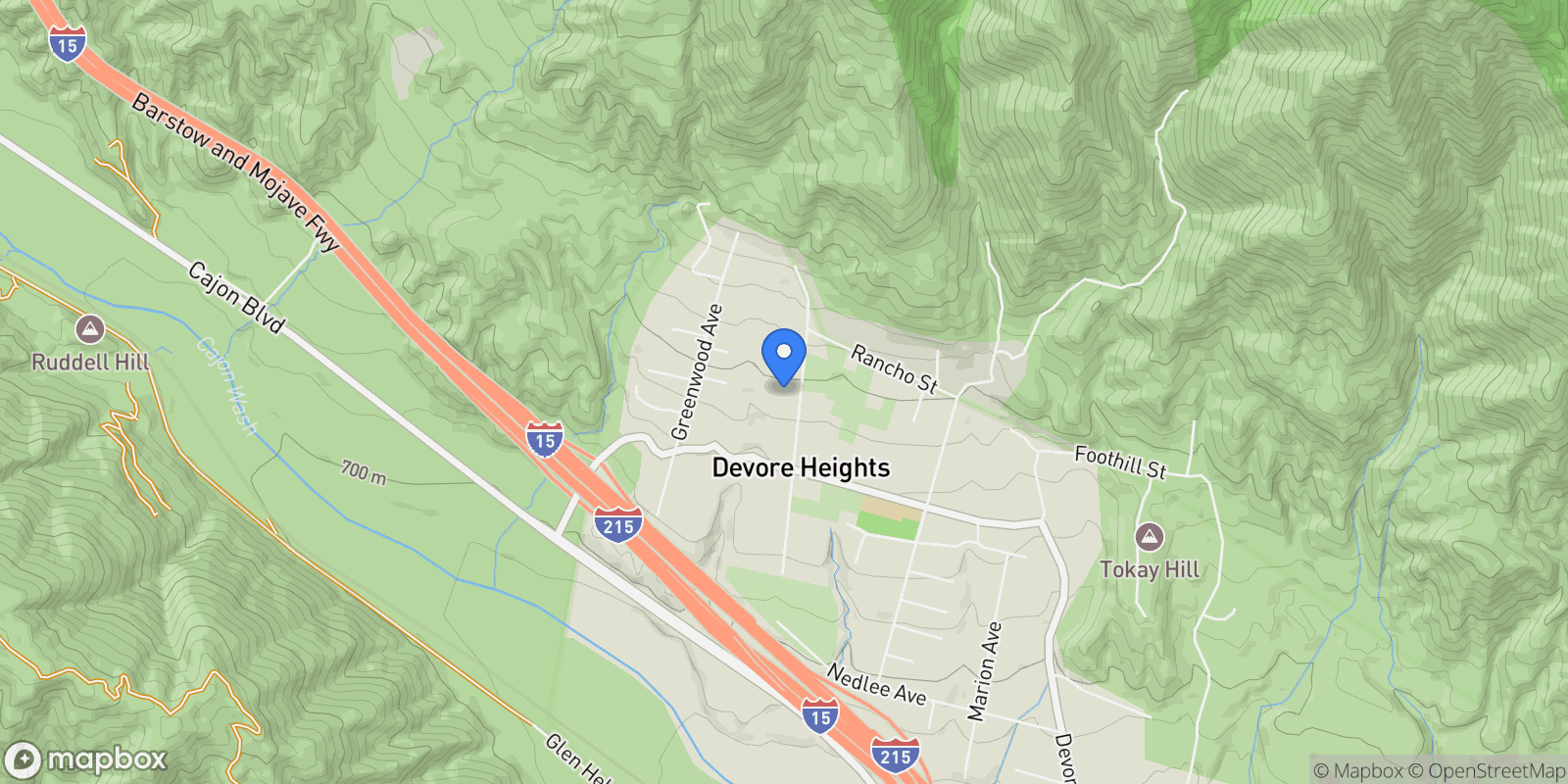 Map showing 750 Woodlawn, San Bernardino, California, United States.