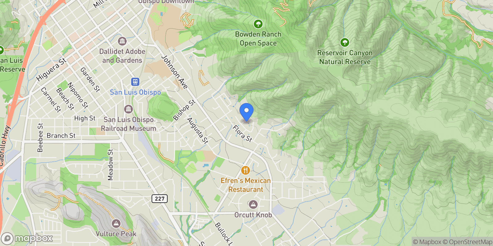 Map showing 1652 Encino Court, San Luis Obispo, California, United States.