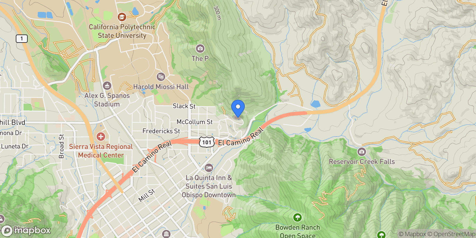 Map showing 25 Buena Vista Avenue, San Luis Obispo, California, United States.