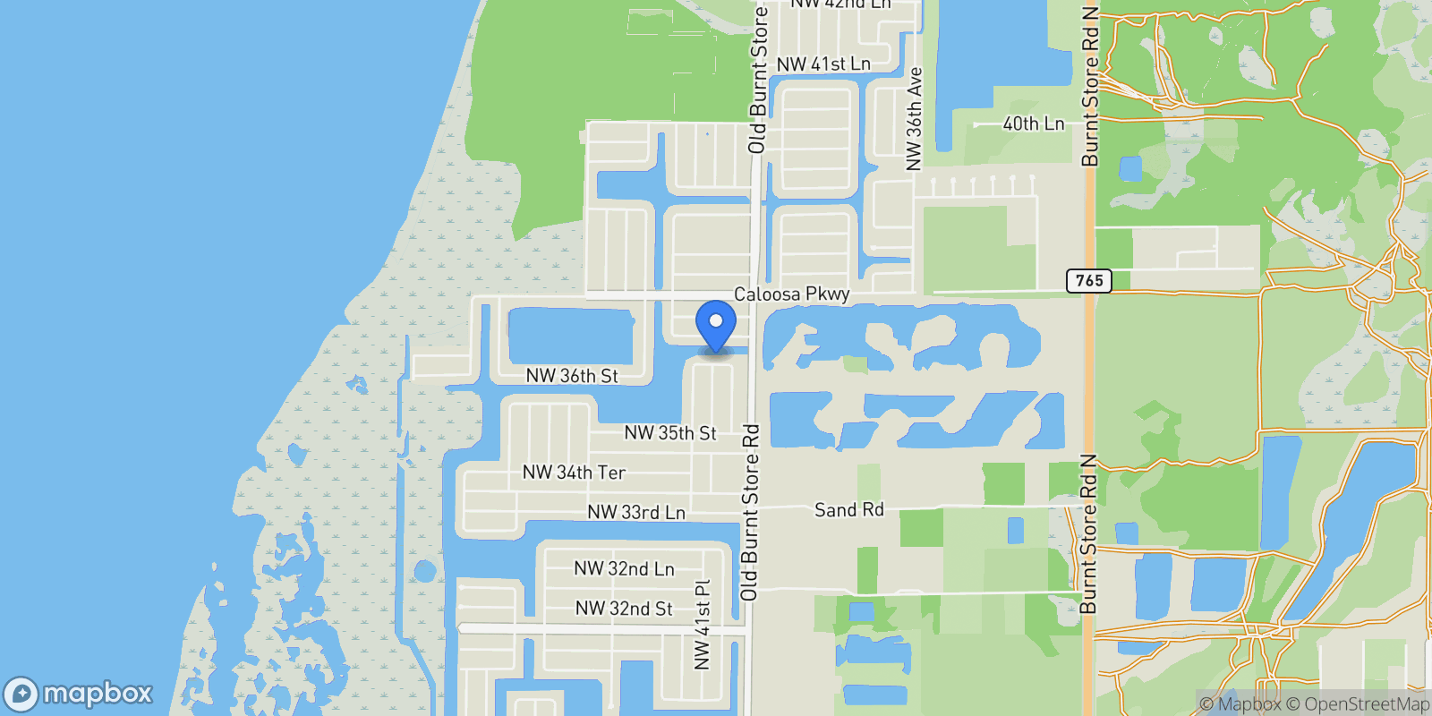 Map showing 4113 NW 36th Terrace, Cape Coral, FL 33993, Cape Coral, Florida, United States.
