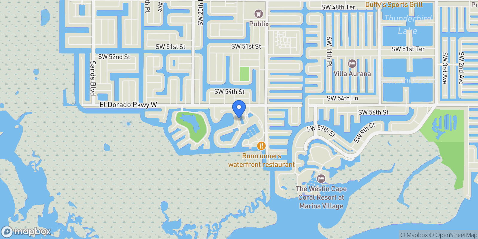 Map showing 5613 Harbour Circle, Cape Coral, FL 33914, Cape Coral, Florida, United States.