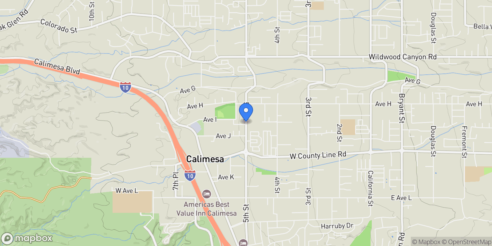 Map showing 13537 5th Street, Yucaipa, California, United States.