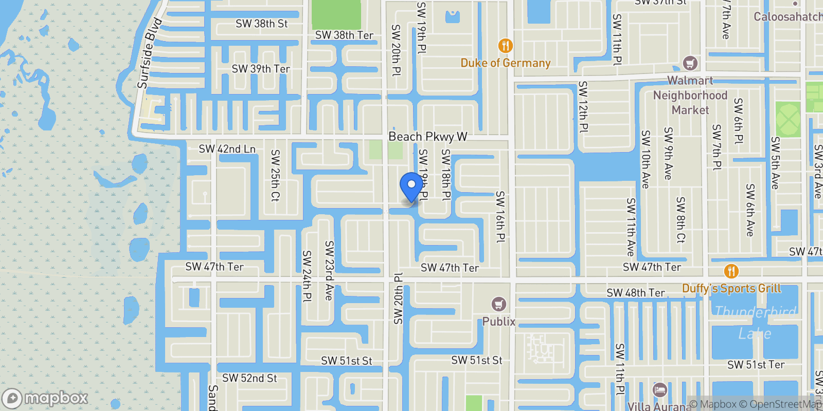 Map showing 2000 SW 44th Terrace, Cape Coral, FL 33914, Cape Coral, Florida, United States.
