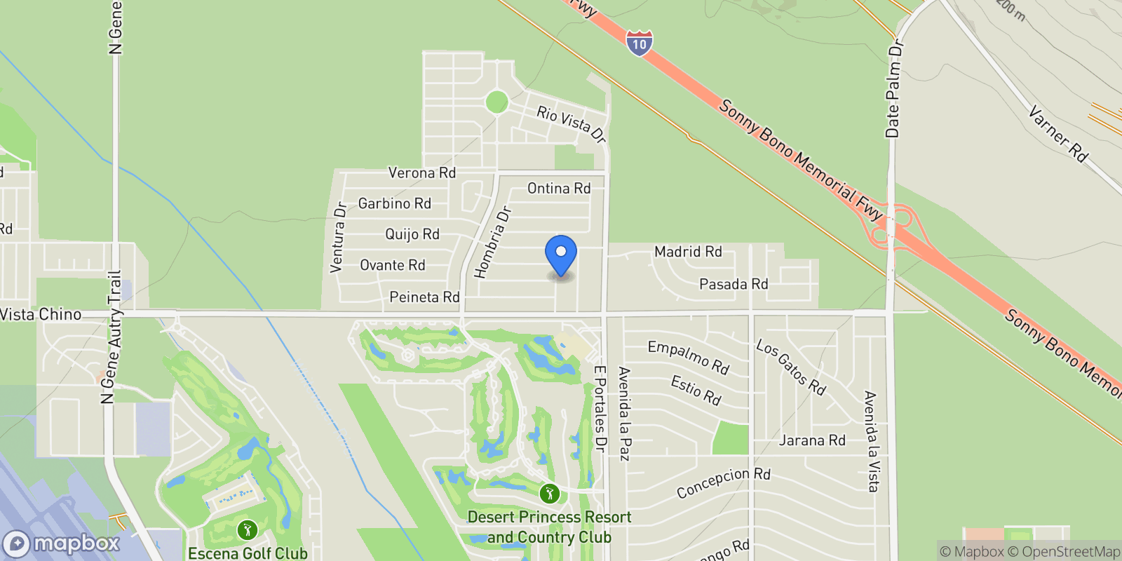 Map showing 27700 Avenida Terrazo, Palm Springs, California, United States.