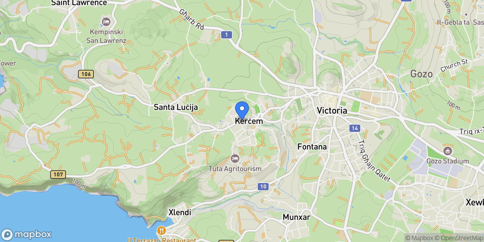 Map showing Santa Lucija, Malta.