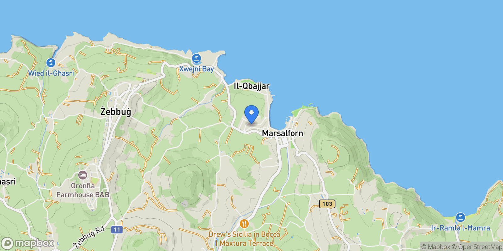 Map showing Haz-Zebbug, Malta.