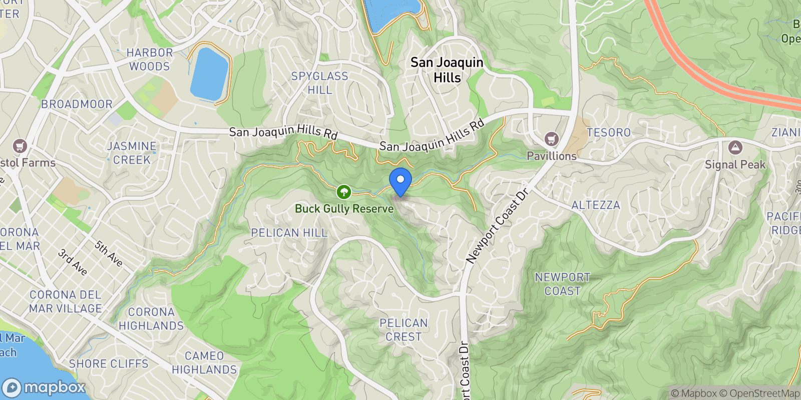 Map showing 3 Via Burrone, Newport Beach, California, United States.