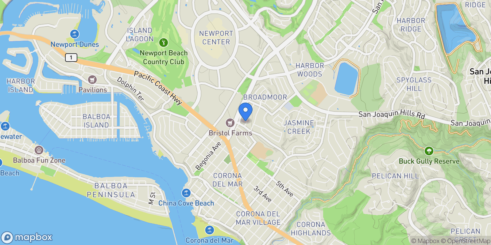 Map showing 1007 White Sails, Newport Beach, California, United States.