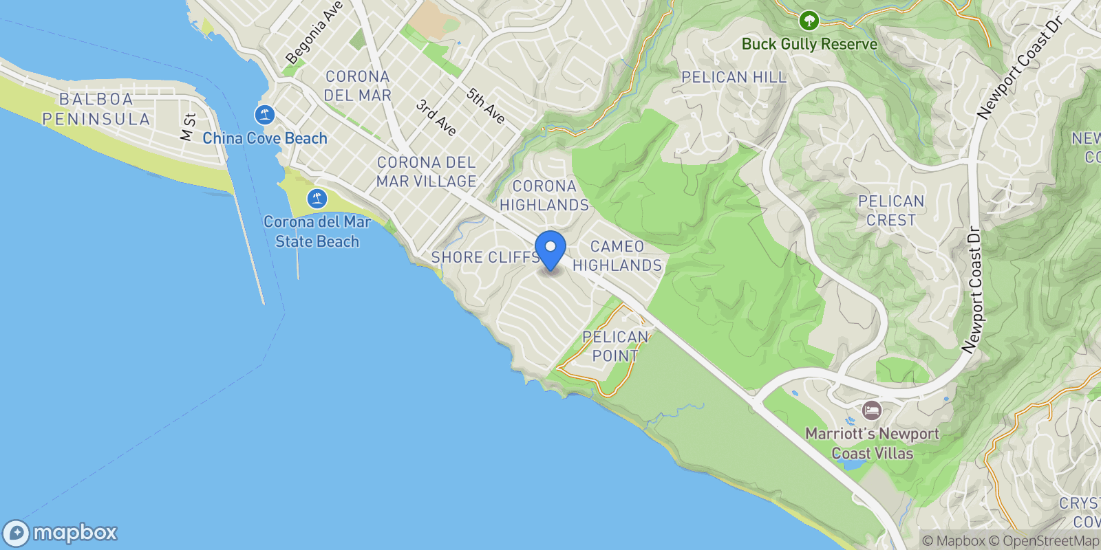 Map showing 4512 Roxbury Road, Newport Beach, California, United States.