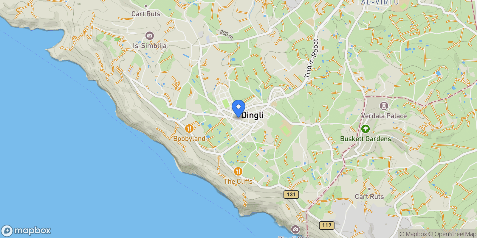 Map showing Ä¦ad-Dingli, Malta.