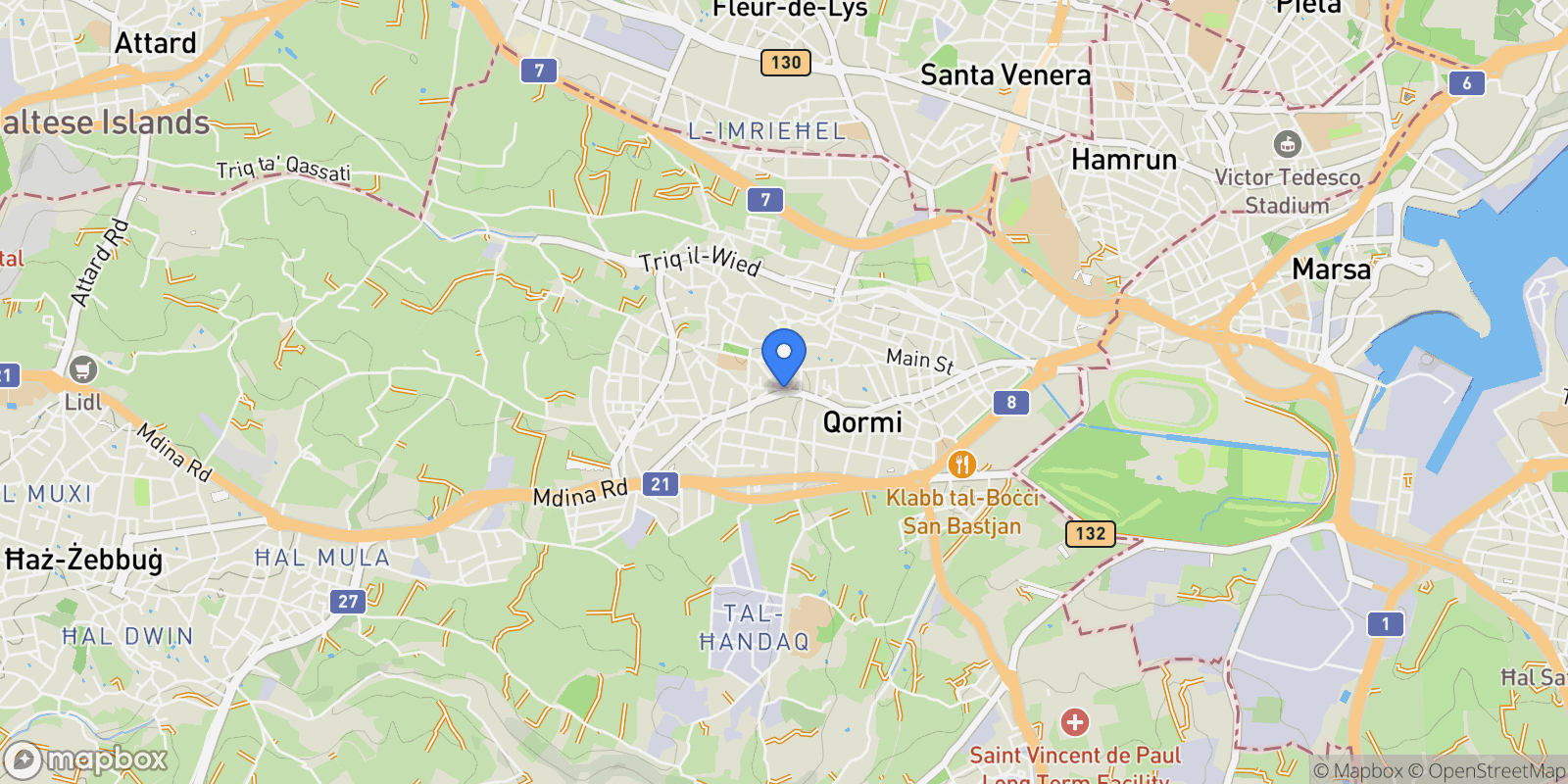 Map showing Qormi, Malta.
